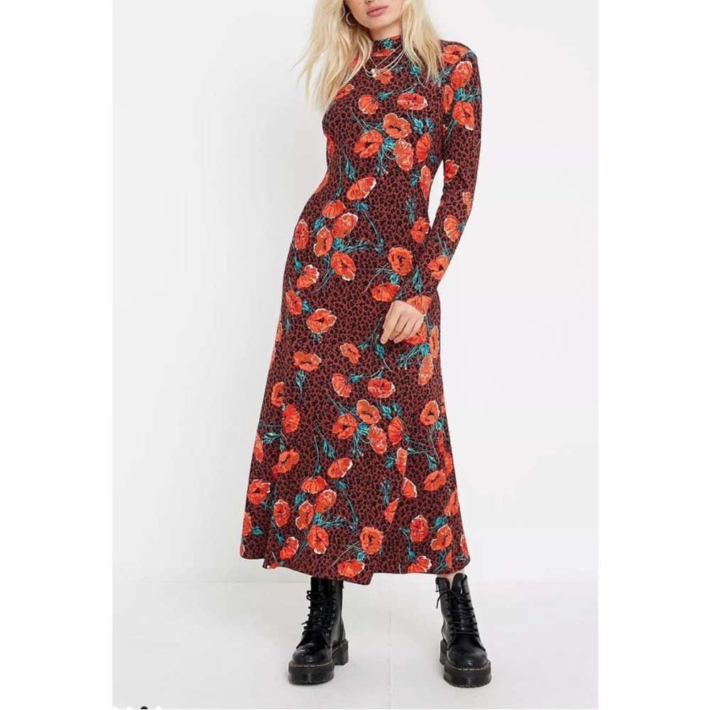 NWT Free People Cheetah Floral Retro Romance Maxi Dress